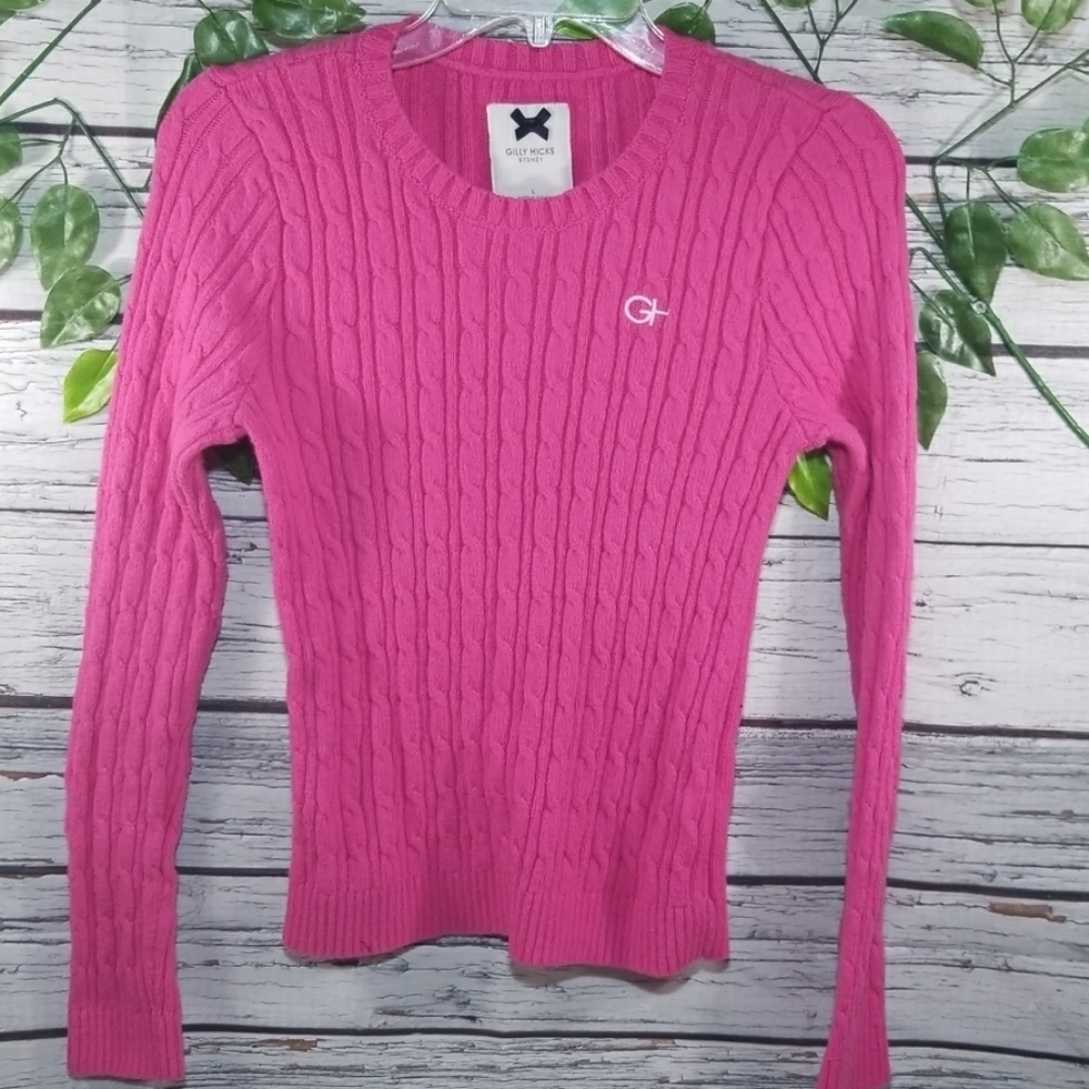 Gilly Hicks scoop neck pink long sleeve sweater Sm